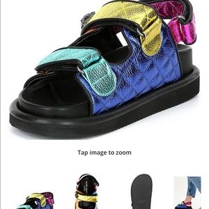 Kurt Geiger sandals with matching mini crossbody bag metallic color block 8M